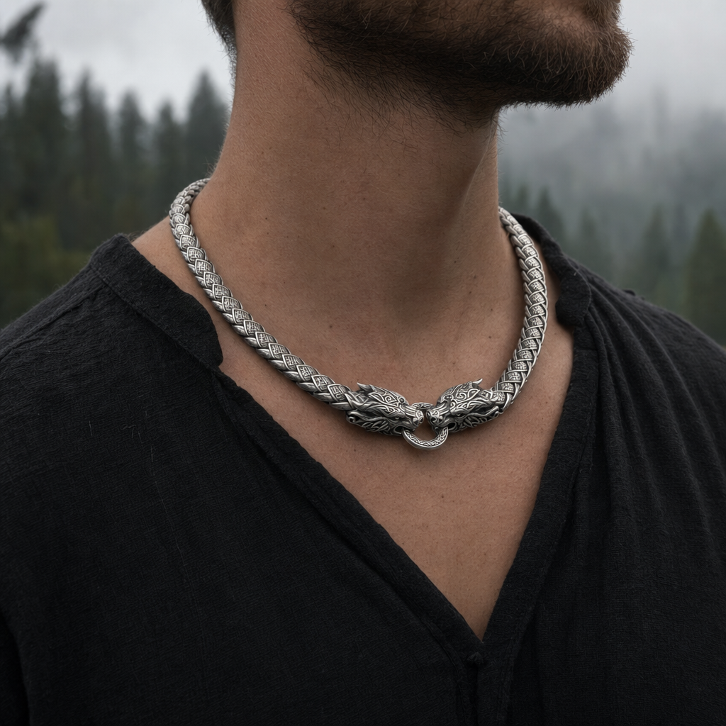 Viking Nidhögg Dragon-Scale Link Chain for Men