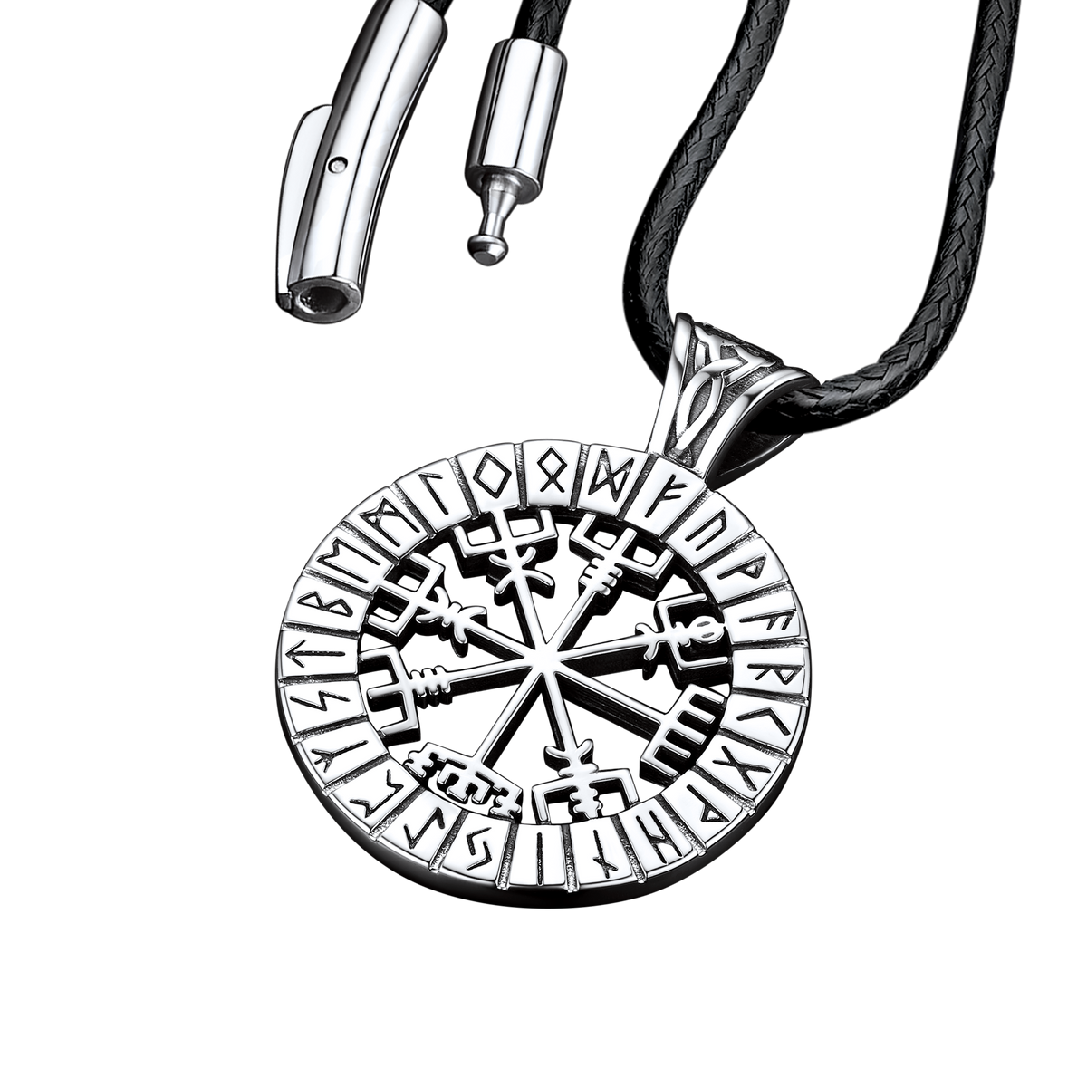 Viking Runes Vegvisir Compass Necklace Pendant For Men