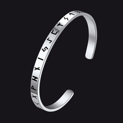 Norse Viking Runes Bangle Cuff Bracelet For Men