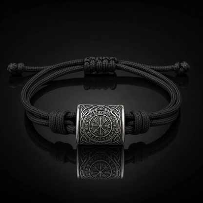 Viking Rune Amulet Slider-Knot Cord Bracelet for Men
