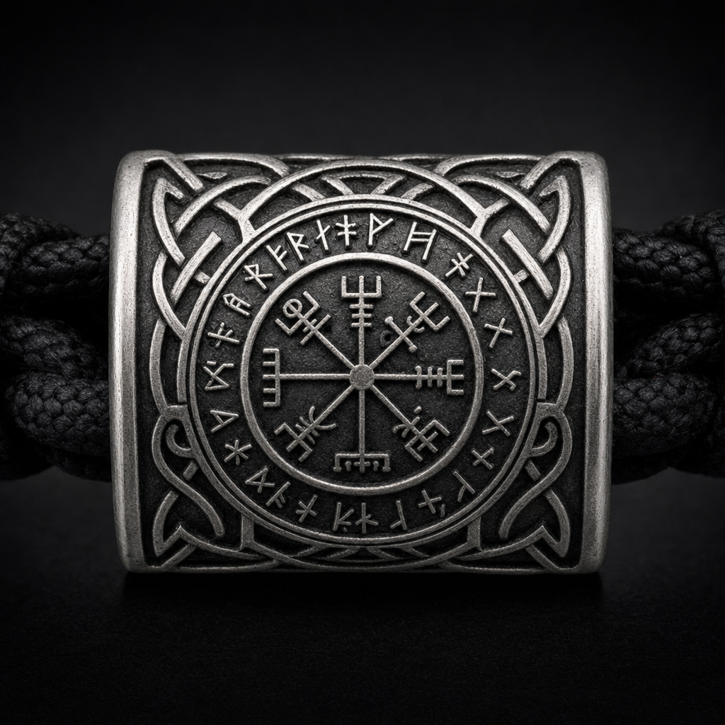 Viking Rune Amulet Slider-Knot Cord Bracelet for Men