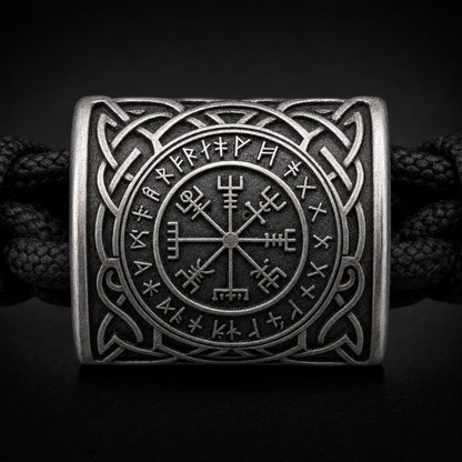 Viking Rune Amulet Slider-Knot Cord Bracelet for Men
