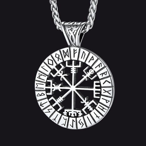 Viking Runes Vegvisir Compass Necklace Pendant For Men