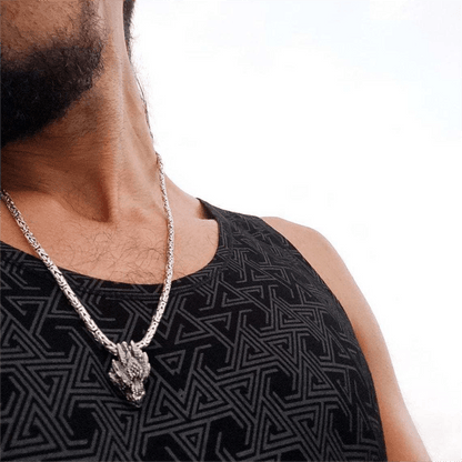 Men's Viking Green Eye Dragon Head Necklace
