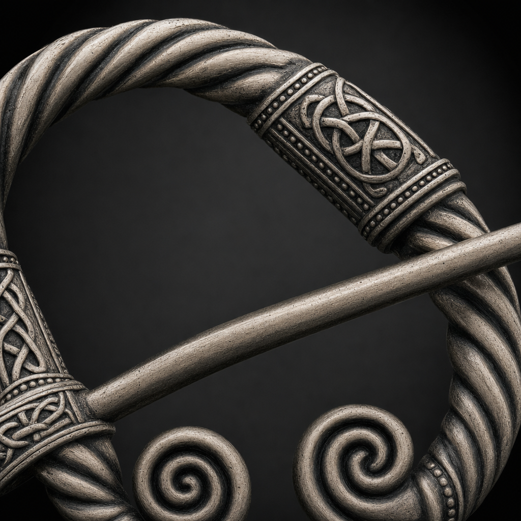 Viking Twisted-Wire Penannular Brooch for Men