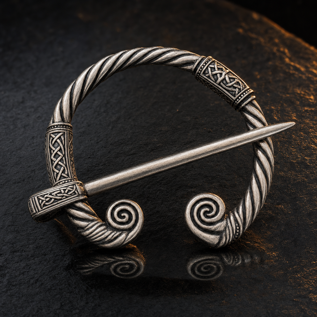 Viking Twisted-Wire Penannular Brooch for Men