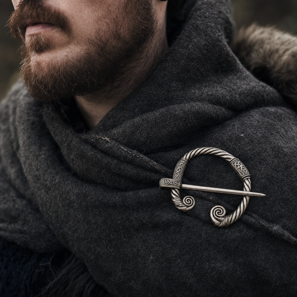 Viking Twisted-Wire Penannular Brooch for Men