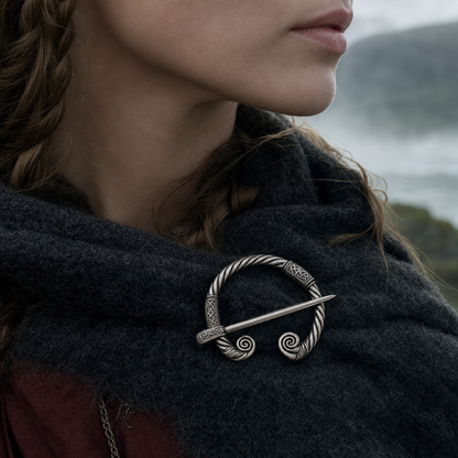 Viking Twisted-Wire Penannular Brooch for Men