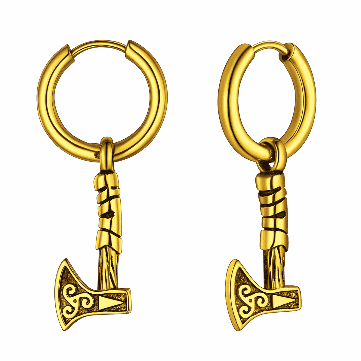 Battle Axe Viking Dangle Hoop Earrings For Men