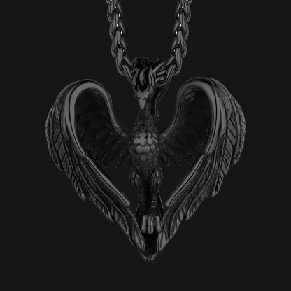 Vintage Phoenix Heart Pendant Necklace for Men