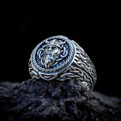 Odin Head Totem Tribal Celtic Knot Ring