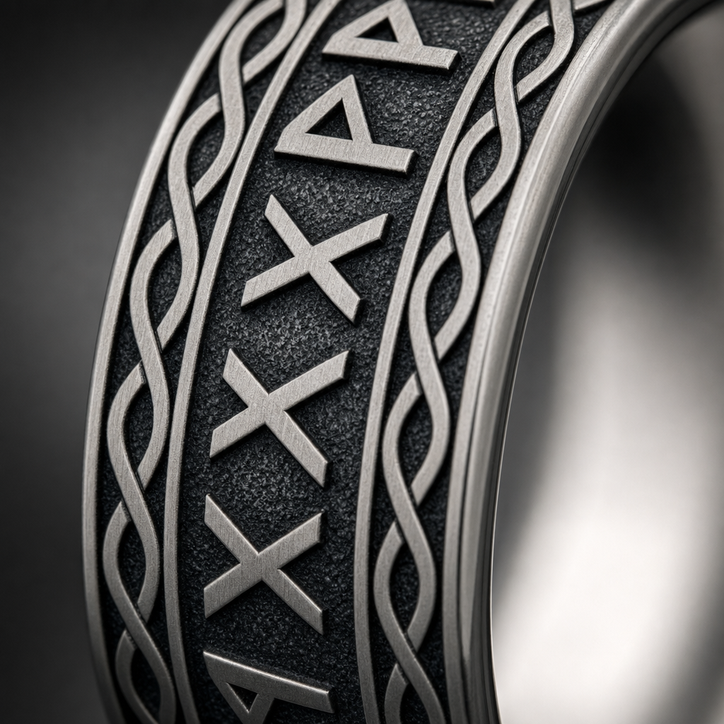 His & Hers Norse Rune Wedding Band Couple Set