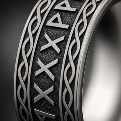His & Hers Norse Rune Wedding Band Couple Set