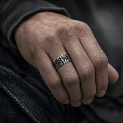 His & Hers Norse Rune Wedding Band Couple Set