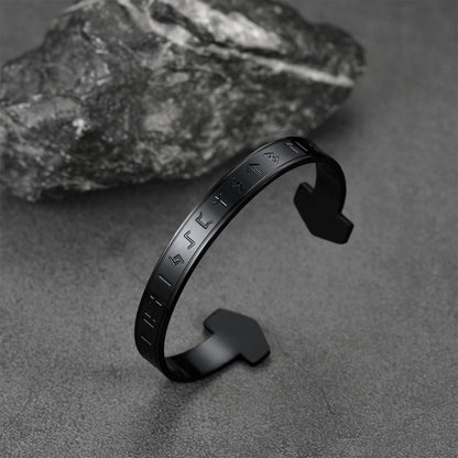FaithHeart Viking Futhark Runes Cuff Bracelet For Men