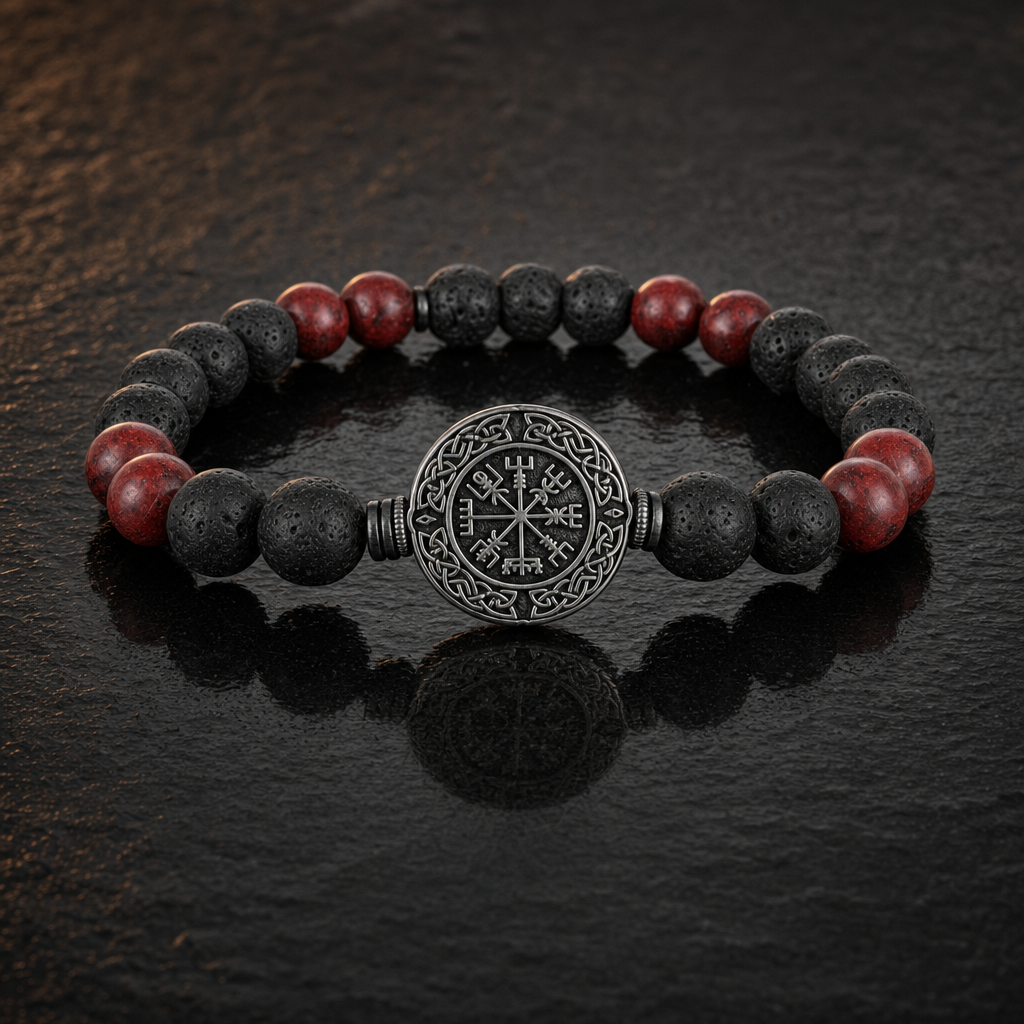 Tiger's Eye Vegvisir Bead Bracelet for Men