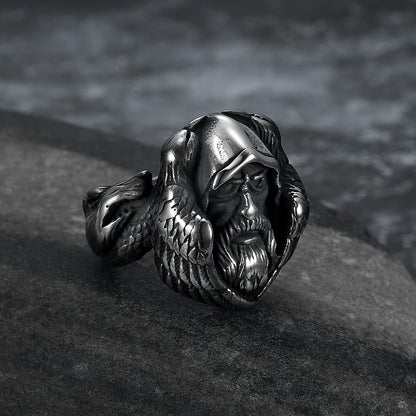 Mythology Odin Wolf Stainless Steel Viking Ring