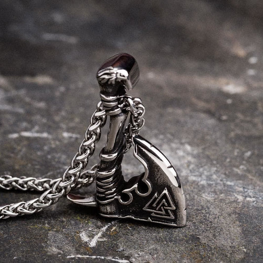 Viking Valknut Axe Necklace