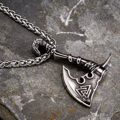 Viking Valknut Axe Necklace