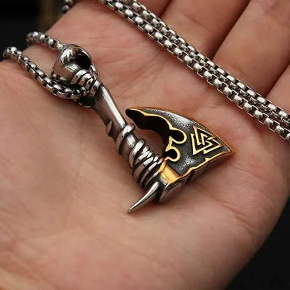 Viking Valknut Axe Necklace