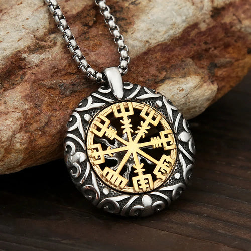 Nordic Rune Hollow Vegvisir Necklace