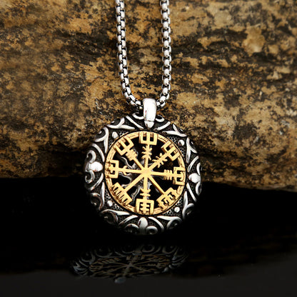 Nordic Rune Hollow Vegvisir Necklace
