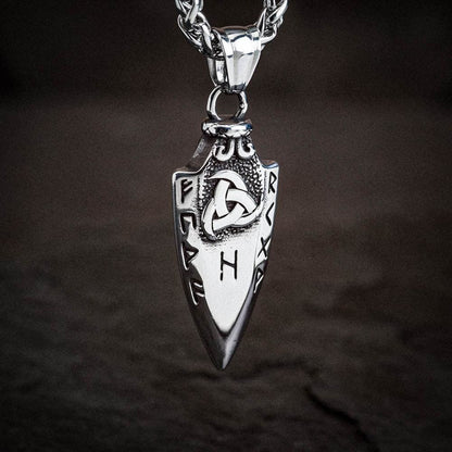 Spear Rune Triple Horn Of Odin Necklace