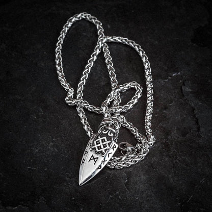 Spear Rune Triple Horn Of Odin Necklace