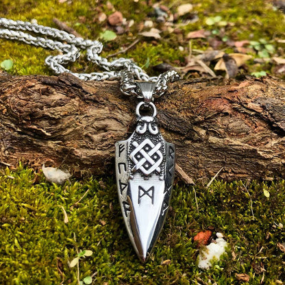 Spear Rune Triple Horn Of Odin Necklace