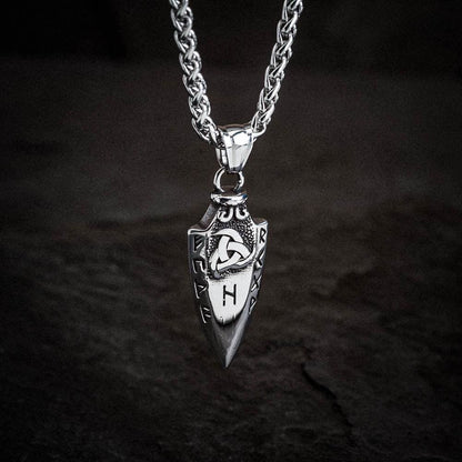 Spear Rune Triple Horn Of Odin Necklace
