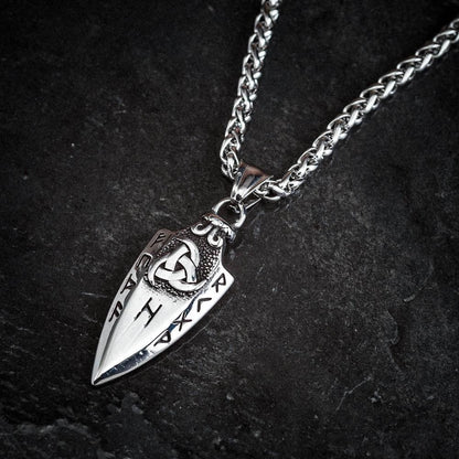 Spear Rune Triple Horn Of Odin Necklace