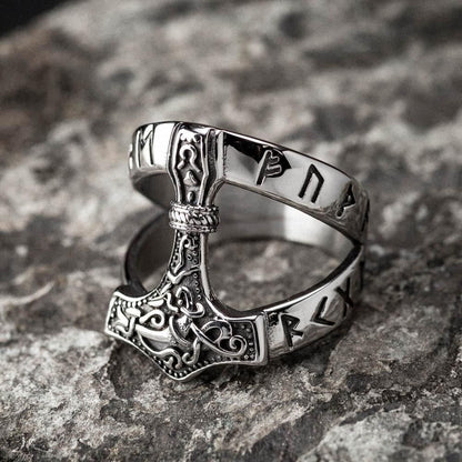 Bold Viking Open Mjolnir Hammer Ring