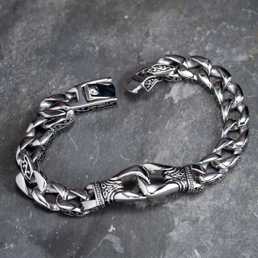 Retro Totem Celtic Knot Chunky Curb Link Bracelet