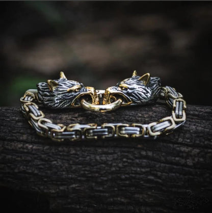 Nordic Geri And Freki Wolves Bracelet