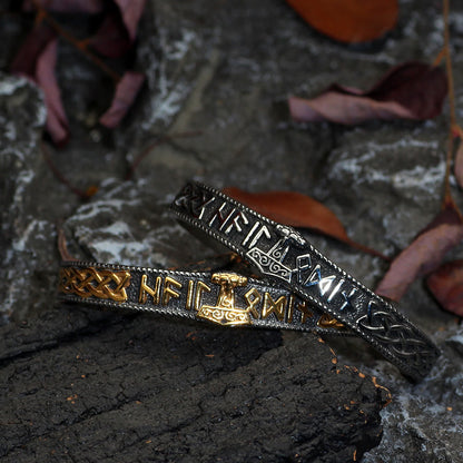 Celtic Knot Mjolnir Runes Stainless Steel Viking Bracelet