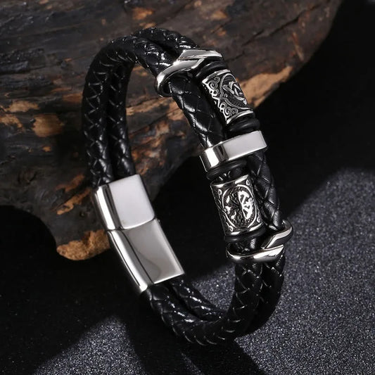 Celtic Knot And Viking Compass Stainless Steel Bracelet