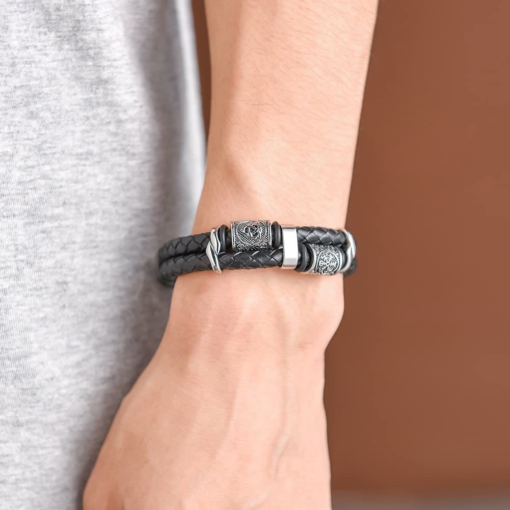 Celtic Knot And Viking Compass Stainless Steel Bracelet