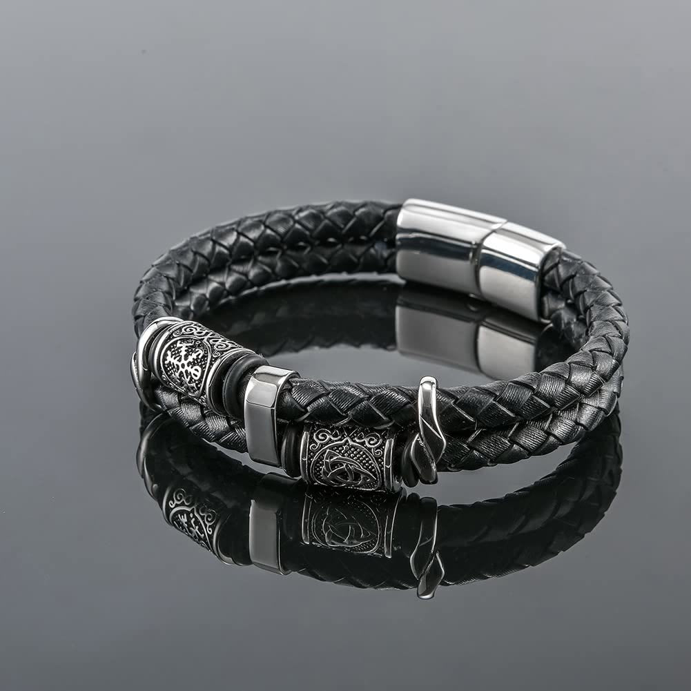 Celtic Knot And Viking Compass Stainless Steel Bracelet