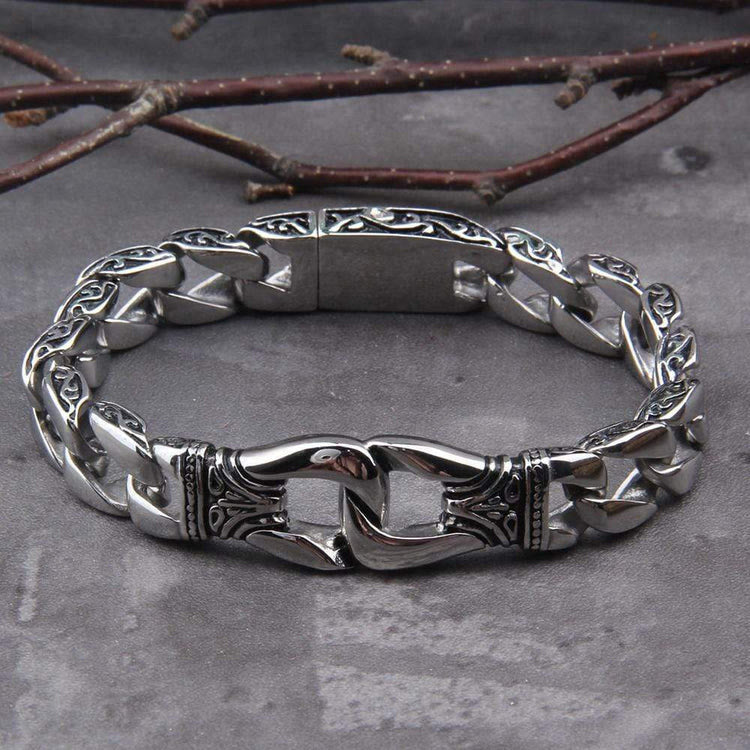 Retro Totem Celtic Knot Chunky Curb Link Bracelet