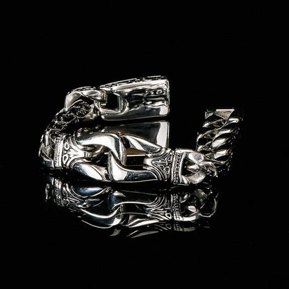 Retro Totem Celtic Knot Chunky Curb Link Bracelet