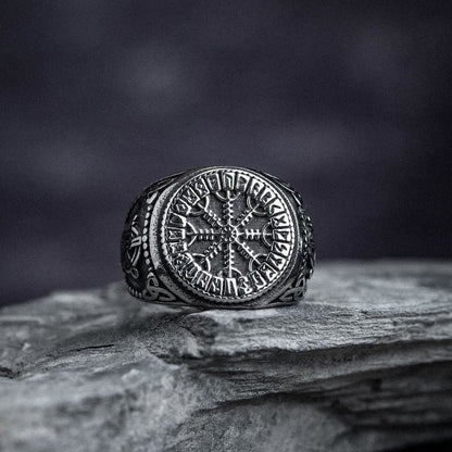 Helm Of Awe Rune And Triquetra Amulet Ring