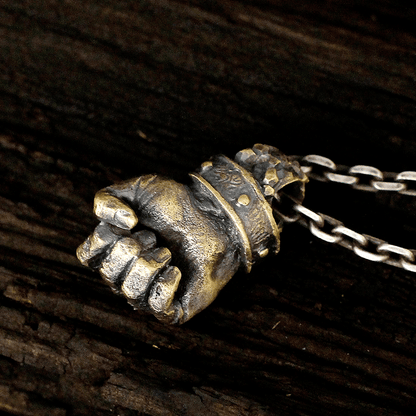 Powerful Fist of Fate Hammering Gesture Necklace