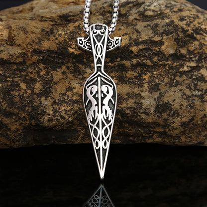 Viking Sword Spear Head Pendant Necklace