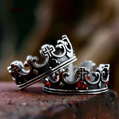 Gothic Crown Pattern Cross Abstract Ring