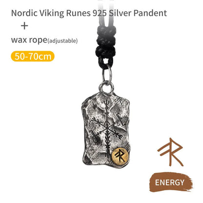 Handcrafted 925 Silver Rune With Vegvisir Necklace