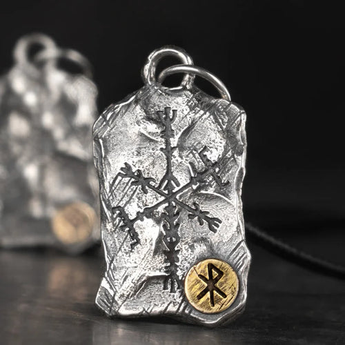 Handcrafted 925 Silver Rune With Vegvisir Necklace