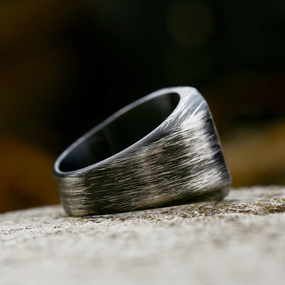Retro Simple Plain Stainless Steel Square Ring