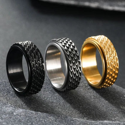 Retro Dragon Scale Spinner Anxiety Ring
