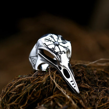 Raven Skull Inlaid Zircon Ring