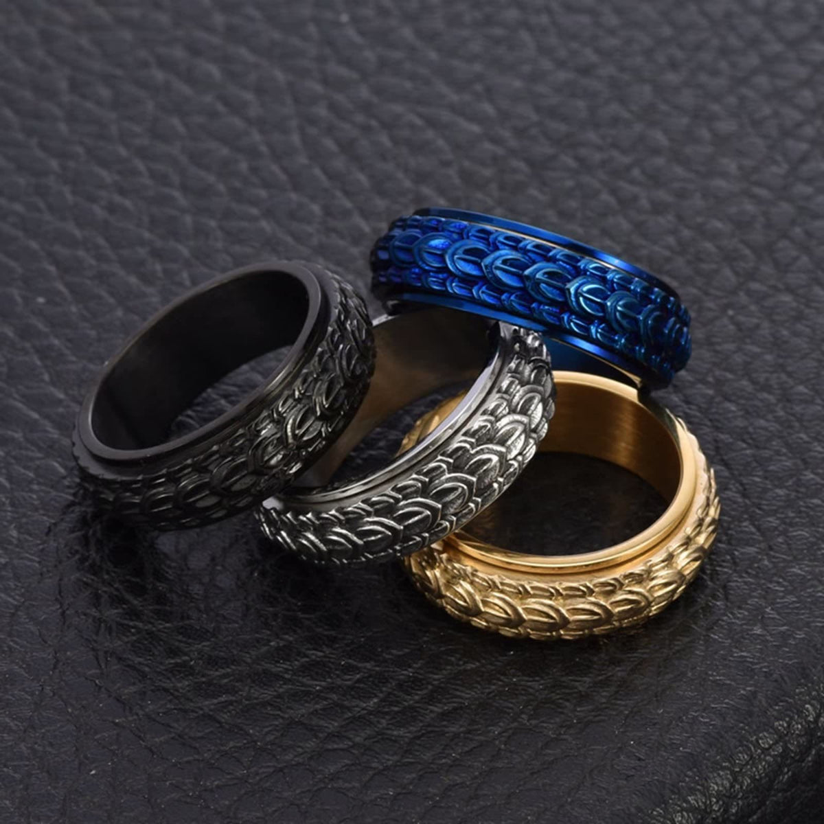 Dragon Scale Spinner Anxiety Titanium Steel Ring